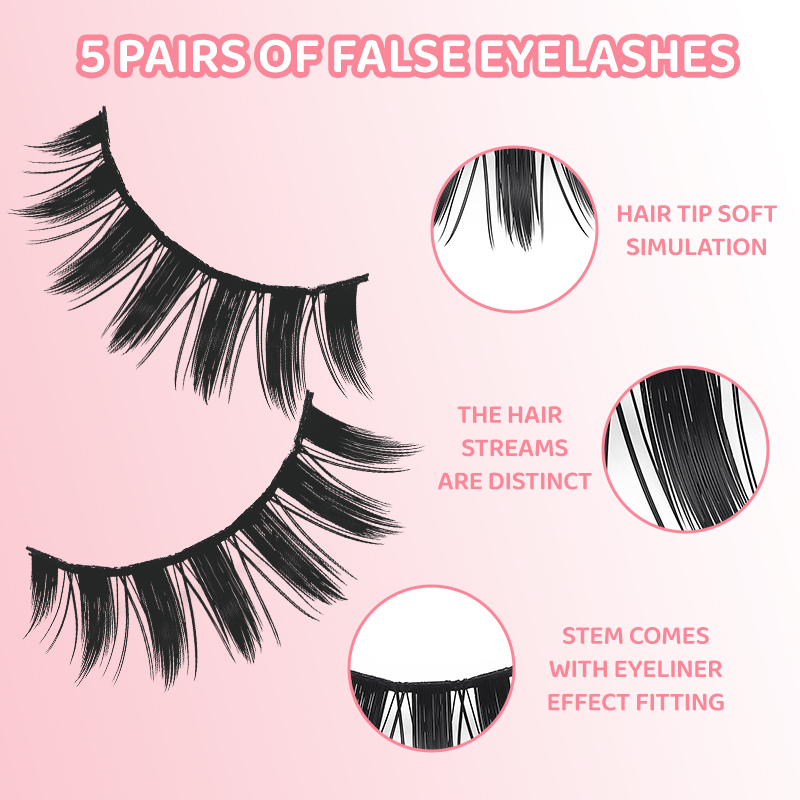 DINGSEN 5 Pairs Manga Lashes E - Eyelash Extension Anime ulasan dan harga